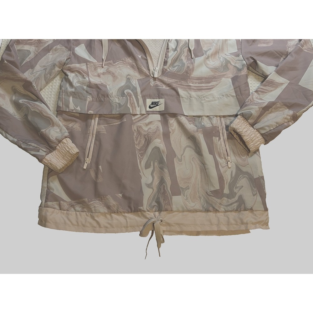 Nike Women's Medium 1/2 Zip Rain Jacket Windbreaker Marbled Pink White Pullover - Picture 4 of 16